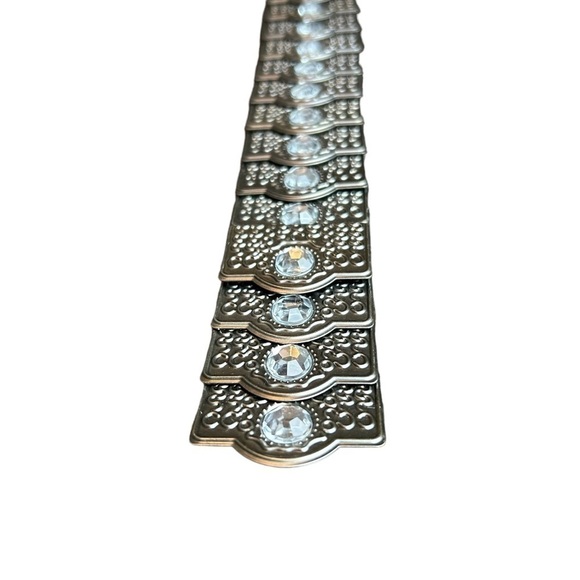 Chico’s PewterToned Scale Stretch Belt with Rhinestone Accents On Each Piece - Picture 9 of 14